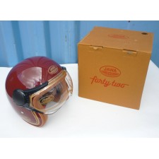 MOTOPŘILBA OTEVŘENÁ S PLEXISKLEM JAWA ORIGINÁL - ČERVENÁ/ZLATÉ PÍSMO